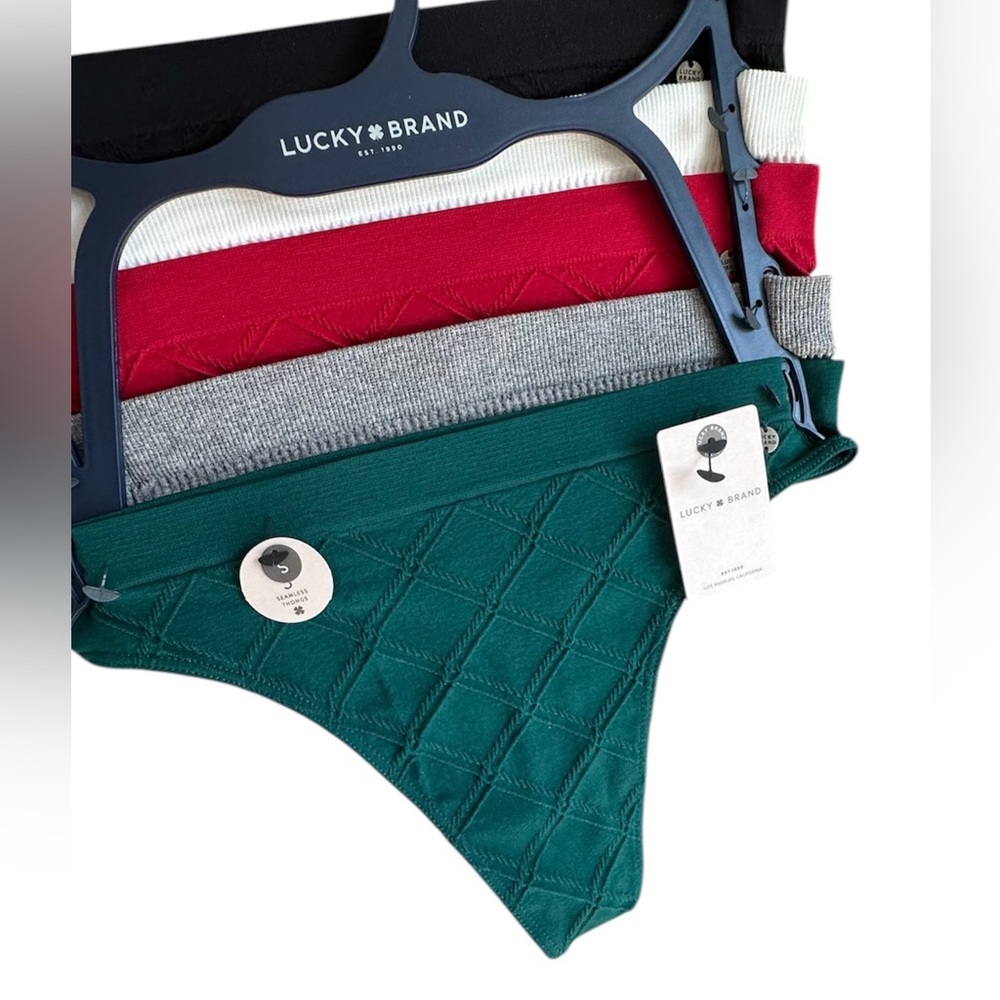 Lucky Brand 5 Pc Thongs Panties Set Christmas Gift Red Green  NEW WITH TAGS - Picture 10 of 10